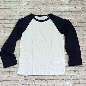 Kids Raglan Sleeve Shirt - White and Dark Navy